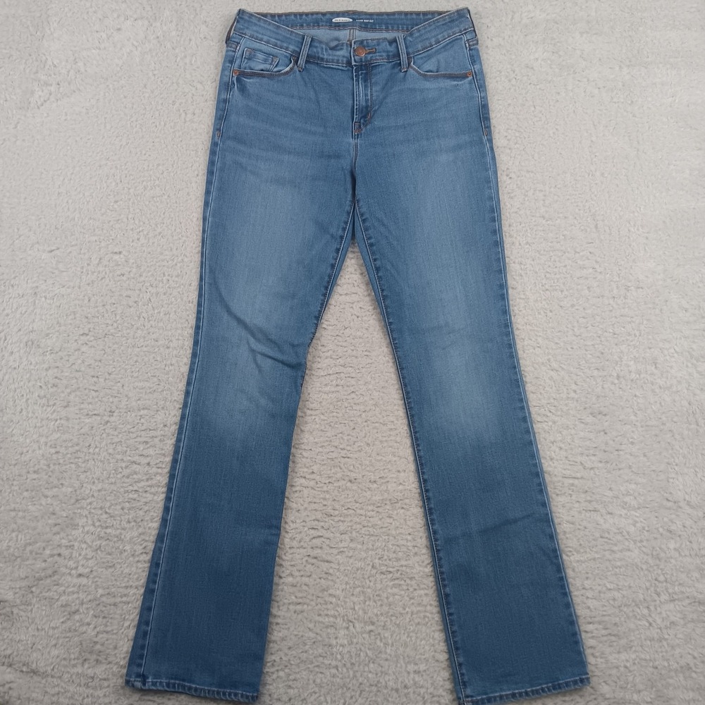 Old Navy Jeans Kicker Boot-Cut Women 10 Long Blue Willow Wash Stretch Mid Rise
